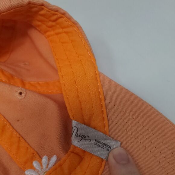 Flower Power Slideback Hat Orange One Size Adjustable Embroidered Cotton Paige - Picture 8 of 8